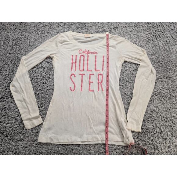 Hollister Shirt Women Small White Embroidered Casual Summer Minimalist Normcore - Picture 4 of 6